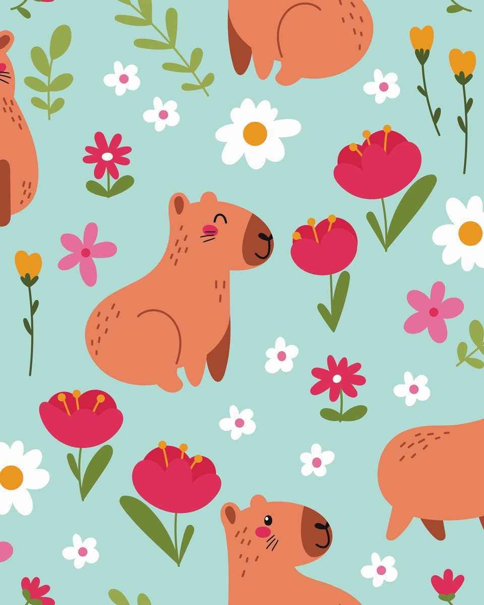 Papel de Parede Capivara Floratta