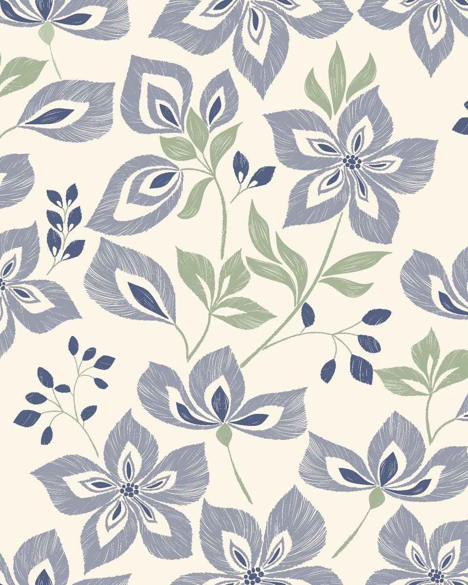 Papel de Parede Floral Bordado